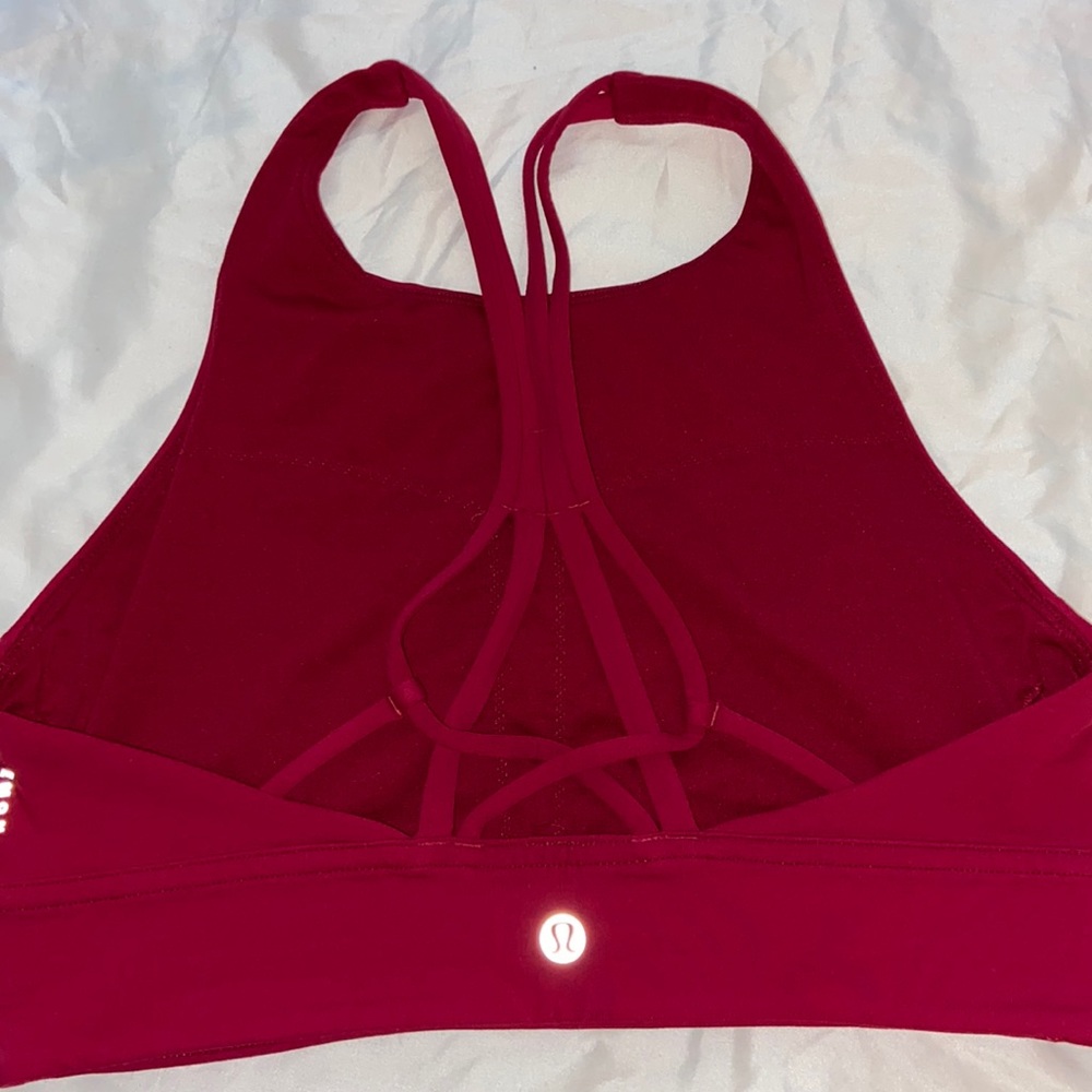 Lululemon Highneck SoulCycle collaborative sports bra in dark red